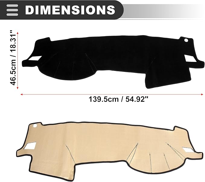Motoforti Car Dashboard Cover, Non Slip Mat Carpet Protector, for Subaru Legacy Outback 2005-2009, Polyester, Black, 1 Pcs