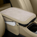 SINGARO Car Leather Center Console Cover with 2 Storage Bags, Universal Furry Fluffy Car Armrest Seat Box Pad, Comfortable Car Interior Accessories, Fits for Most Vehicles (White)