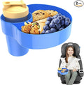 2PCS Resptasski Car Seat Cup Holder Snack Tray for Kids – Travel Tray for Car, Booster, Stroller, Outdoor Essentials Kit. Universal Adjustable Tray with Detachable Base for Snacks, Toys, Food (Blue)