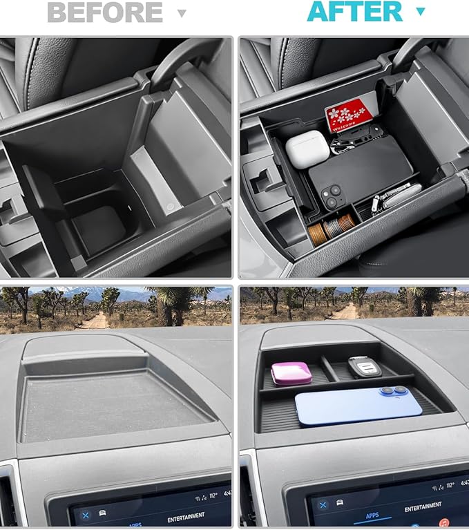 CDEFG 2Pcs for 2021-2024 Edge Center Console Organizer for 2021-2024 Ford Edge Accessories Middle Console Organizer & Dash Storage Dashboard Behind-Screen Tray