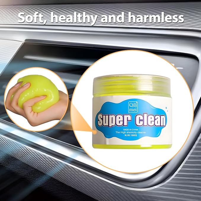 Car Cleaning Gel, Reusable Vehicle Air Vent Crevice Detailing Putty, Automotive Interior Detail Slime Cleaner Removal Tool Kit Accessories, Universal for SUV, Sedan, Truck (Yellow)