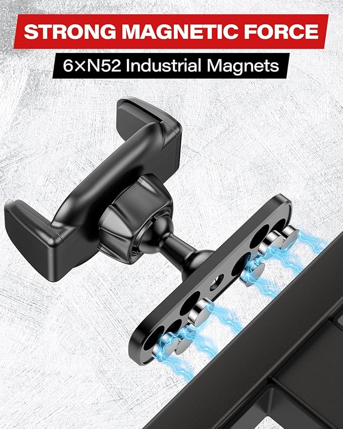 APPS2Car Magnetic Phone Holder for Gym, Alloy Base and Joint 360 Adjustable, Compatible with 4.7-6.9" All Phones & Heavy Case, Grey