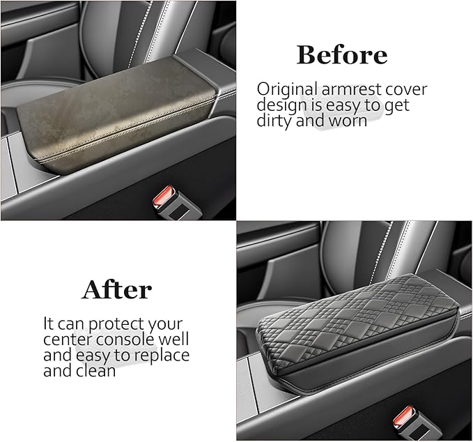 SKTU for 2025 2026 Tesla Model Y Armrest Cover for 2025 2026 Tesla Model Y Center Console Cover Tesla Model Y 2025 2026 Accessories Center Console Cushion 2025 2026 Model Y Seat Box Cover (Thicken)