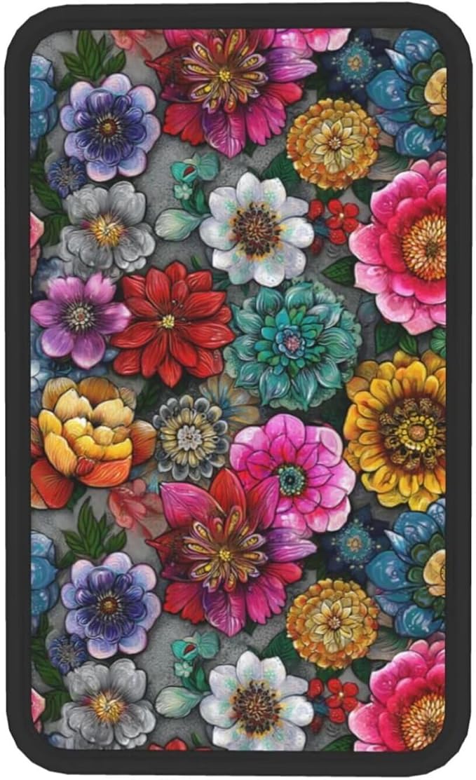 Pink Flower Car Center Console Cover Pad Vintage Boho Hippie Polyester Armrest Box Lid Covers Daisy Automotive Decor Accessories
