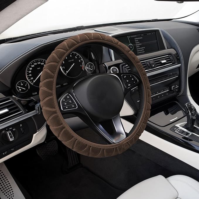 Car Steering Wheel Cover, Universal Anti-Slip Auto Steering Wheel, Fluffy Steering Wheel Cover, Soft Plush Auto Interior Accessories Fit Vehicles, Sedans, SUVs, Vans, Trucks