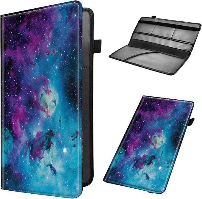Mxfdegf Car Registration and Insurance Holder, Leather Car Glove Box Organizer, Cool Car Accessories for ID, Driver's License Cards & Essential Document, business cards, Men&Women,Shining Starry Sky