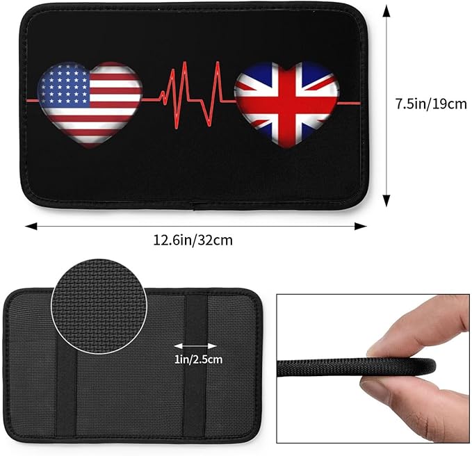 Car Armrest Cover America and Britain British Flag Be of one Mind Armrest Seat Handrail Box Cover Auto Center Console Pad Cushion Universal Decoration Protector Accessories