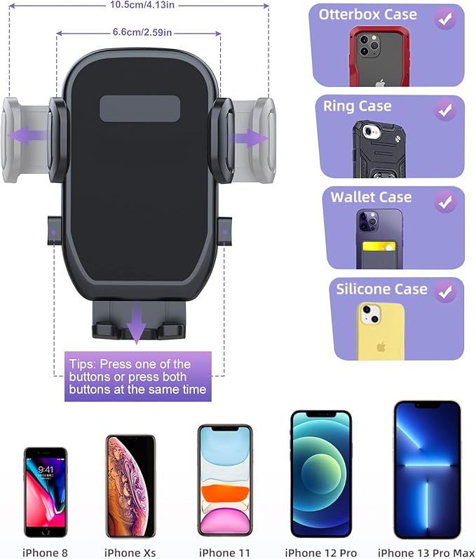JINKEY Cup Holder Phone Mount, 360°Rotation Gooseneck Car Cup Holder Expander with Cell Phone Holder with Adjustable Base Phone Cup Holder for Car Compatible with iPhone & All Smartphones
