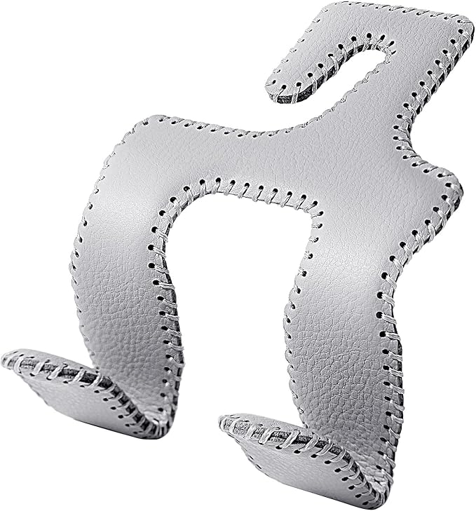 LANVRION 2 in 1 Car Headrest Hooks for Purses and Bags, Upgraded Leather Organizer Storage Holder Hooks Matching Cars Interior, 1-Pack, Gray