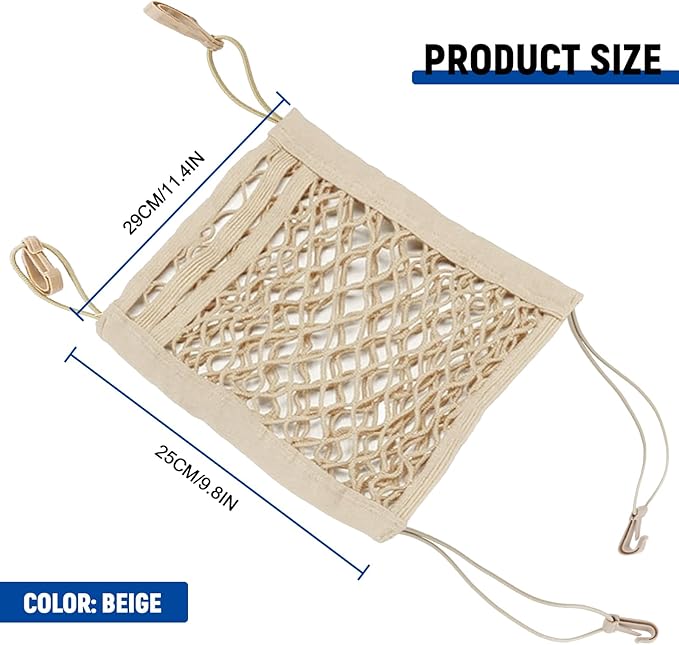 3-Layer Car Mesh Organizer,Seat Back Net Bag Organizer,Stretchable Pet Barrier Dog Car Net Barrier&Storage Bag of Backseat Pet Kids,Cargo Tissue Handbag Purse Holder,Driver Storage Netting Pouch