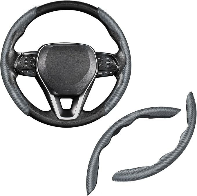 Cartist Steering Wheel Cover, Carbon Fiber Steering Wheel Cover for Men/Women, Anti-Slip, Comfortable Grip, Durable, Universal for 99% Car Interior Accessories (Dark Gray)