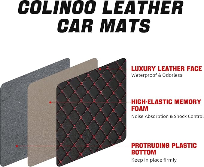 COLINOO Luxury Leather Car Mats Universal Fit Car Floor Mats All Weather Car Mats Full Set for Car SUV Van & Truck