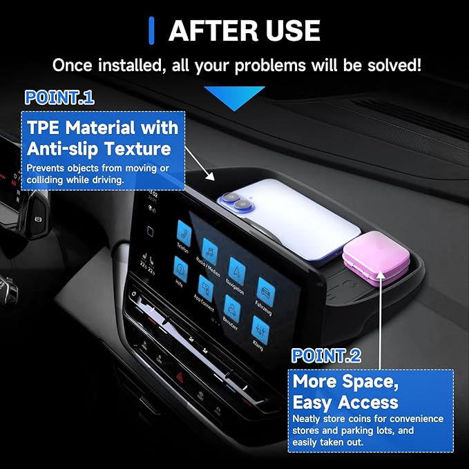 SXCY for 2025 2026 VW ID.4 Dashboard Organizer Tray for 2020-2025 2026 Volkswagen ID.4 Accessories Screen Back Console Tray 2022 2023 2024 2025 2026 VW ID.4 Behind Dash Console Organizer