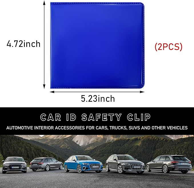 Ziciner 2PCS Car Registration and Insurance Holder, 5.2"× 4.7" Leather Auto Glove Box Organizer with Closure, Essential Car Document Holder for Card, Driver License (Blue)
