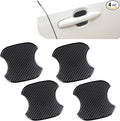 4 PCS Car Door Handle Scratch Protector, 3D Carbon Fiber Car Door Bowl Sticker, 3.9" x 3.7" Cup Protection Guard Stickers, Automotive Paint Modification Accessories (Black #Medium)