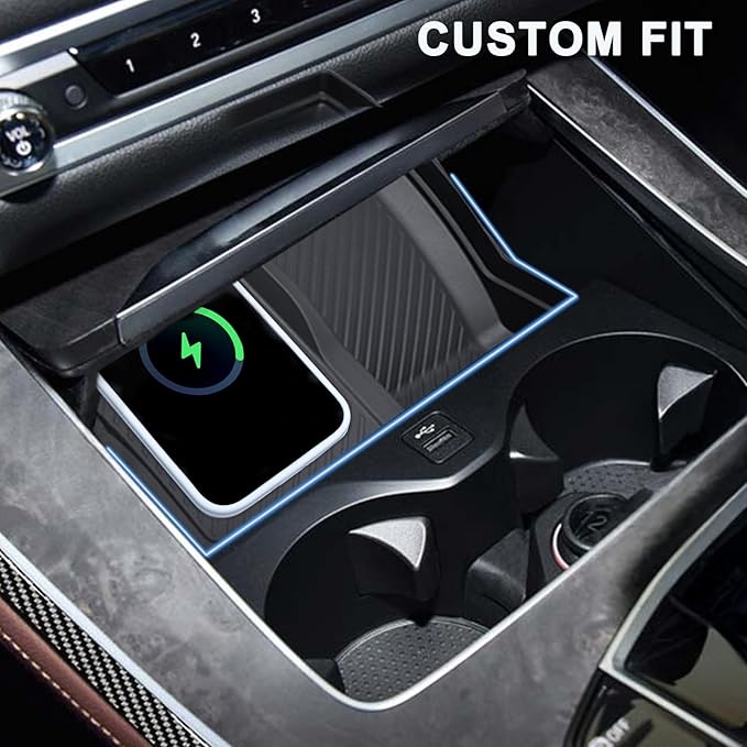 JKCOVER Center Console Wireless Charging Protective Non-Slip Mat Compatible with BMW X5 G05 X7 G07 (2019-2026) and BMW X6 G06 (2020-2026) Accessories Console Inserts Phone Charger Protective Pad