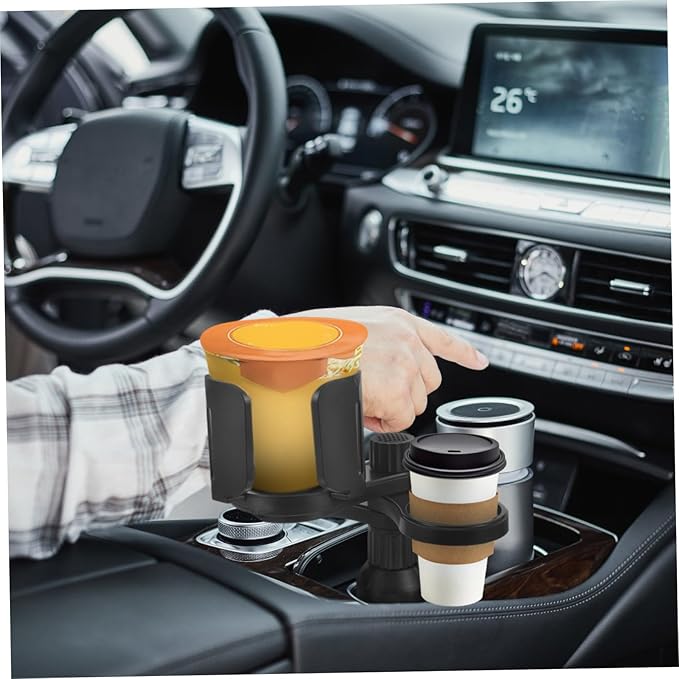 Amosfun Adjustable Car Cup Holder Expander Large Capacity Non Slip Storage Box for Drinks Phones Snacks Versatile Portable Tray Suitable for Multiple Car Models
