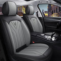 Car Seat Covers Full Set 3D Foam Back Support, 2 Front Seats Universal Fit for Most Cars, Nappa Leather Car Seat Cushion Super Breathable, Storage Bags, All Season, Black Ash Car Seat Cover