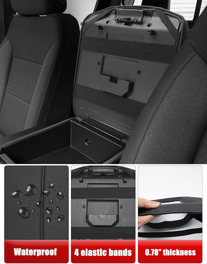 Center Console Armrest Cover for GMC Sierra & Chevy Silverado 2019-2026, 40/20/40 Jump Seat, Middle Console Lid Protector, Midlle-cut, Vinyl Leather Accessories, Anti-scratch, Black