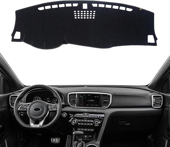 KEYOOG Dashboard Cover Dash Mat Fit for K-ia Sportage 2022-2017 (for QL Body Code,Without HUD Models),Car Dash Board Mat Anti-Glare Carpet,Non-Slip Pad Sunshield Protector (Black)