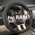 GIANT PANDA Car Steering Wheel Cover for RAM 1500 2500 3500, Compatible with Dodge RAM 15.5-16 inches - Black