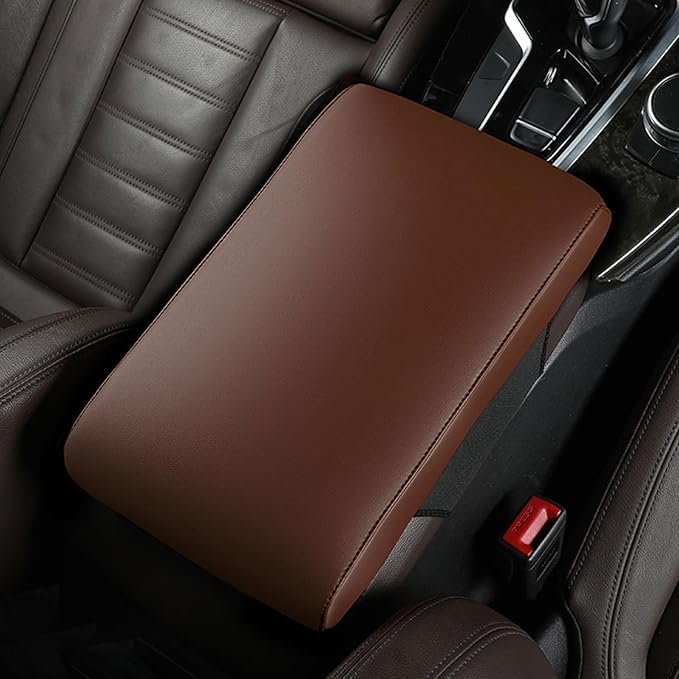 Car Armrest Cover Pad for Nissan Frontier Kicks Otti Cube Premium Leather Center Console Armrest Cushion Pad Anti-Scratch Waterproof Auto Interior Accessories Light Brown