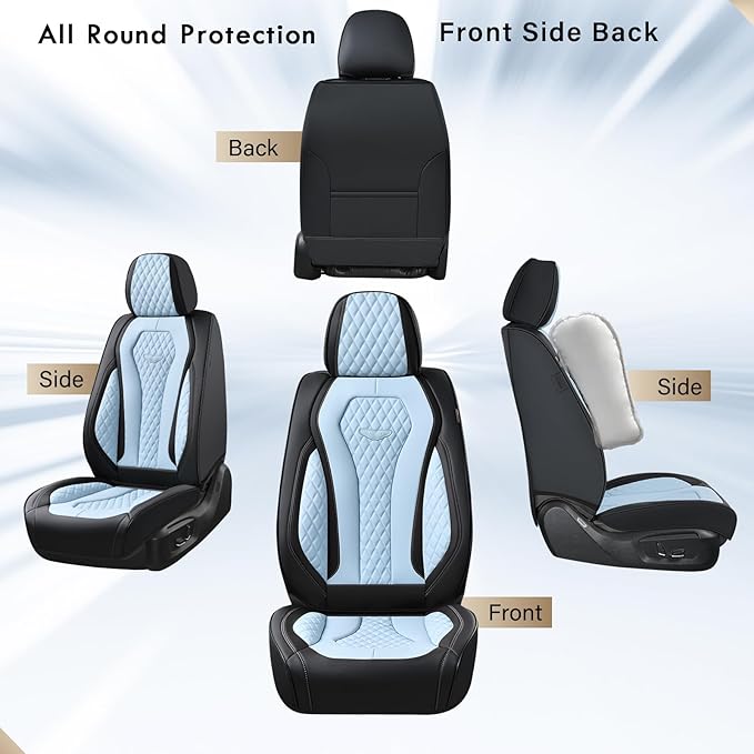 Coverado Car Seat Covers, Seat Covers Front Seats, Bule Car Seat Cover, Waterproof Car Seat Covers, Car Seat Cushion, Front Leather Seat Protector Fit for Most Cars