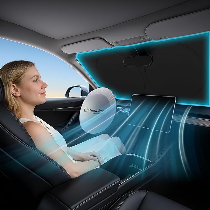 Magnelex Car Windshield Sunshade | Innovative No-Light-Pass Technology for Maximum Protection | Foldable Sun Shade Keeps Your Vehicle Cool | Fit for Cars, Trucks, and SUVs | Medium (59 x 31 in)
