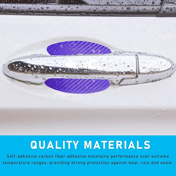 Ziciner 8 PCS Car Door Handle Sticker, Carbon Fiber Texture Auto Door Handle Protective Films, Anti-Scratches Door Side Handle Paint Guard, Universal Vehicle Accessories for Most Cars (Purple)