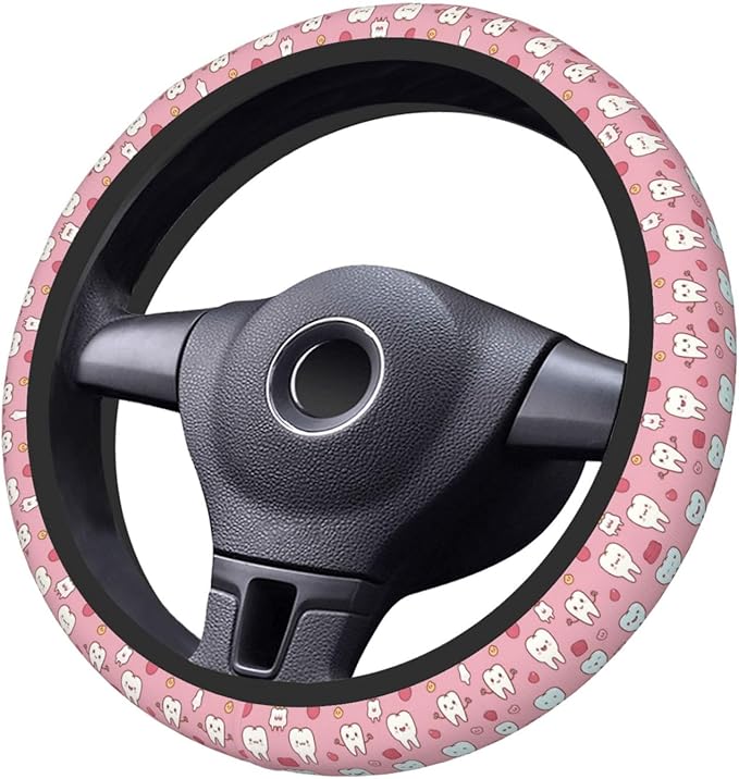 Dentist Teeth Universal Fit Steering Wheel Cover for Car, Truck, and SUV, Durable Steering Wheel Protection