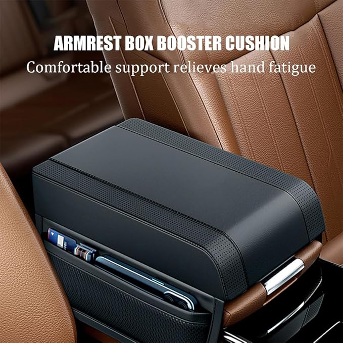 Car Armrest Box Pad for Hyundai Sonata DN8 LF YF NF EF Y3 1993-2023 2024 2025 Center Console Armrest Box Leather Car Console Storage Box Arm Rest Cushion Pads Waterproof,Brown