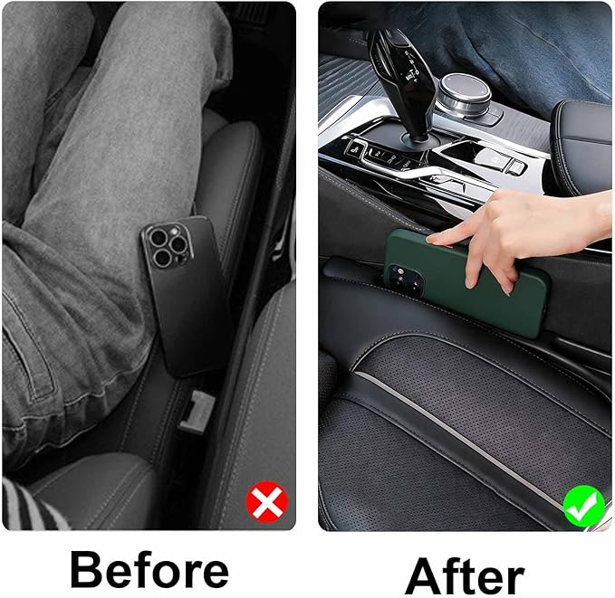 2 Pack Car Seat Gap Filler, No-Drop Seat Side Gap Seam Filler Organizer with Phone Holder, Universal Fit Fill The Gap Between Seat and Console, Auto Accessories for SUV Truck Sedan