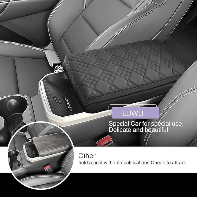 LUWU 2025 2026 Terrain Center Console Cover Compatible with 2025 2026 GMC Terrain Accessories 2025 Terrain GMC Armrest Cover Center Console Pad Armrest Console Cover (Thick Black)
