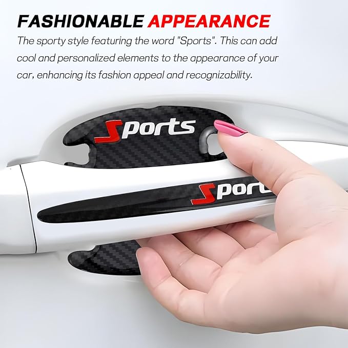 Hovom 8PCS Car Door Handle Protector, Sports Car Door Handle Bowl Sticker, Anti-Scratch Auto Doors Handles Paint Guard Cover, Vehicle Doors Handles Cup Stickers Scratch Protector (Carbon Fiber Black)