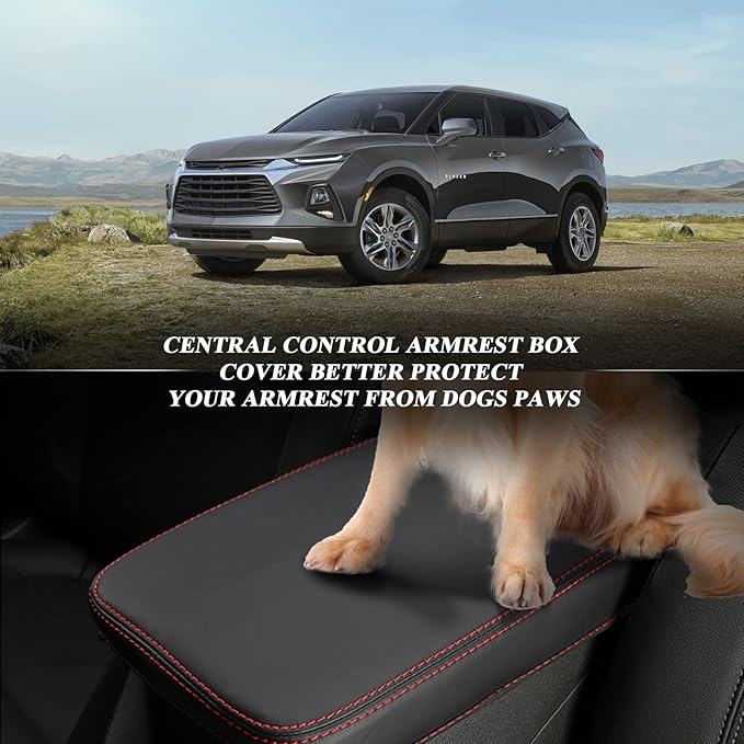 BIBIBO 2024 2025 2026 Chevy Blazer Arm Rest Cover for 2019-2025 2026 Chevy Blazer Center Console Armrest Cover,2025 Blazer Auto Arm Rest Pad Seat Box Cover,2025 Blazer Arm Rest Cover Accessories