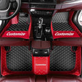 Custom Making Car Floor Mats for 90% Car Model Luxury Leather All Weather Waterproof Anti-Skid Full Coverage Liners (Black and red)