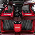 Custom Fit Car Floor Mats - Full Coverage Automotive Leather Floor Liners for Most Vehicles by MingyunSM (Black & Red)