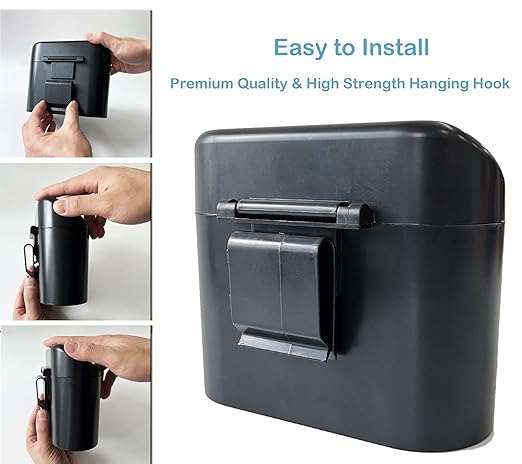 Kitbest Car Trash Can Bin with Lid, 60 pcs Trash Bags and 2 pcs Car Hooks. Mini Car Garbage Can, Dustbin Can Organizer Storage for Front Back Seat Accessories for Car Office Home