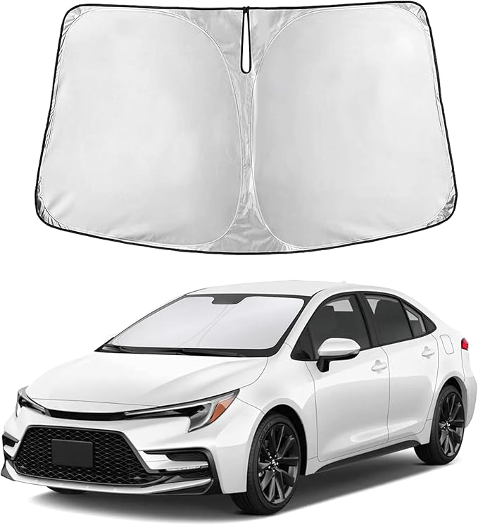EcoNour Windshield Sun Shade Compatible for Toyota Corolla 2019–2026 | Sedan Front Window Sun Visor Protector | Foldable 4-Layer Sunshade | UV & Heat Blocking | Keeps Interior Cool & Protected