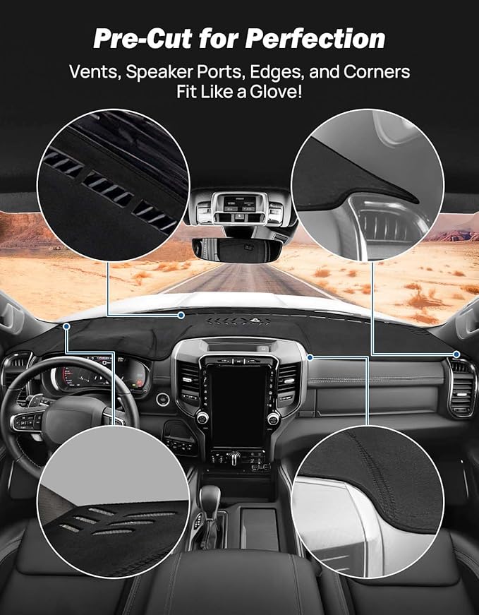JOYTUTUS Dash Cover Compatible with 2019 2020 2021 2022 2023 2024 2025 2026 Ram 1500 New Model & Ram 2500 3500, Car Interior Dashboard Cover, Dash Mat for Car Trucks