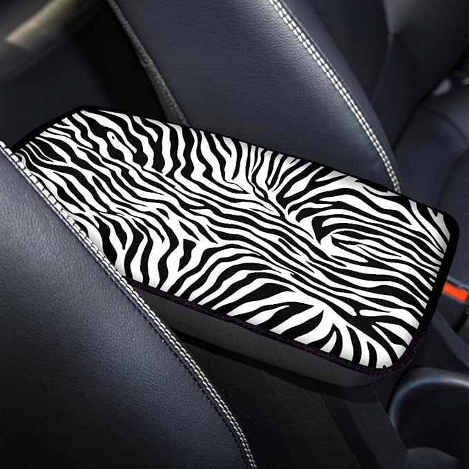 Mintutlipy Universal Car Center Console Cover Zebra Automotive Armrest Cushion Car Seat Storage Box Mat Wear Proof Durable