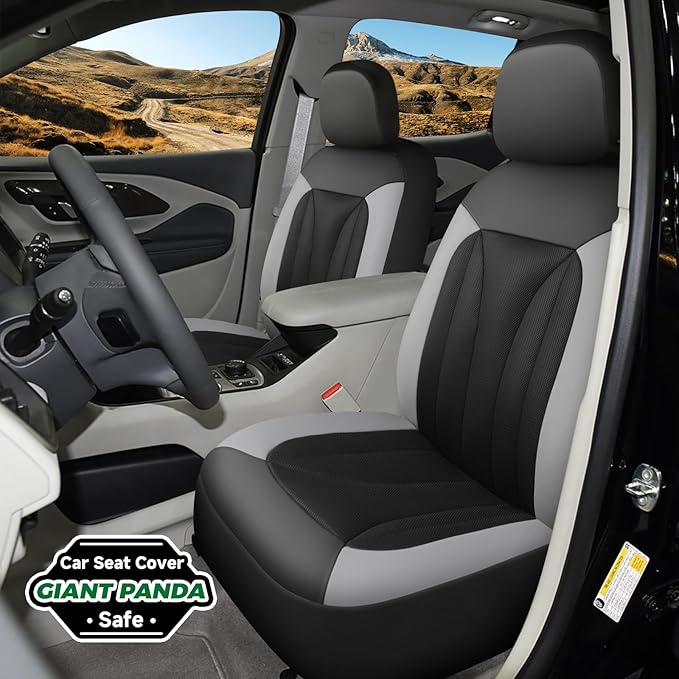 GIANT PANDA Fit GMC Sierra 1500 2500 3500 Front Car Seat Cover, 3D Air Mesh Breathable Seat Protector（Grey） 2-Pack