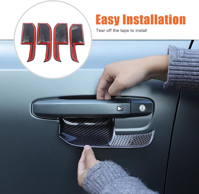 Suetlcoity Car Door Bowl Scratch Protector for Hummer EV Accessories Exterior Door Handle Bowl Cover Protection Trim for Hummer EV SUV Truck 2022-2024 2025 4 Doors, ABS Plastic (Carbon Fiber Style)