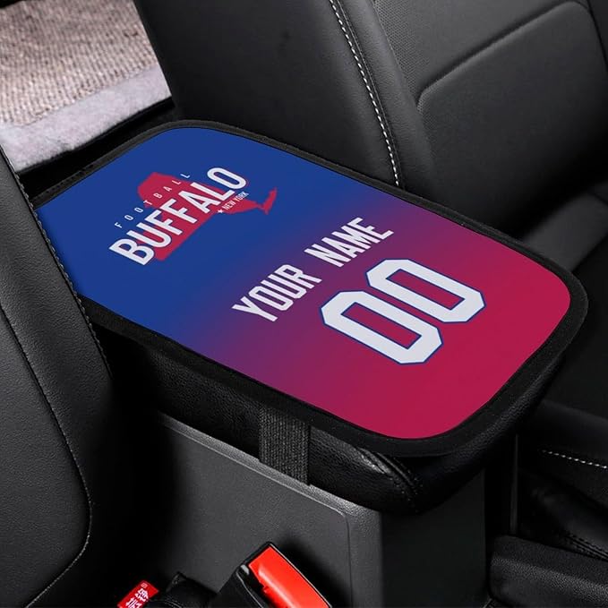 Custom Football Car Armrest Covers Universal Auto Center Console Pad Car handrail Box Cushion Personalized Add Name & Number Fans Gift Fit Suit for SUV Truck Sedan Van