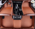 KaiLaiCarCustom Automotive Car Floor Mats for 99.99% Sedan SUV Sports Car Men Women Protection Full Coverage Pads Anti-Slip Leather Floor Lining… (Light Brown Mat Beige Line)