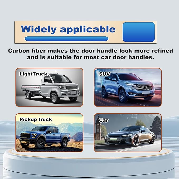 4PCS Car Door Handle Scratch Protector, Universal 3D Carbon Fiber Texture Anti-Scratch Doors Handle Paint Protection Film Cover Accessories for Most Vehicles (Large)