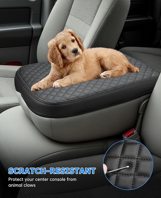 INTGET Center Console Cover for 2002-2012 Dodge Ram 1500 2500 3500 Accessories Interior Middle Armrest Arm Rest ST, SLT, Laramie, Sport, TRX4 Cushion Pad Protector(Fit for Jump Seat Console)