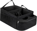Car Passenger Seat Organizer, Collapsible Oxford Fabric Car Organizer with Partitions & 2 Cup Holders, Multi-Purpose Large Capacity Storage Box for Front & Back Seats