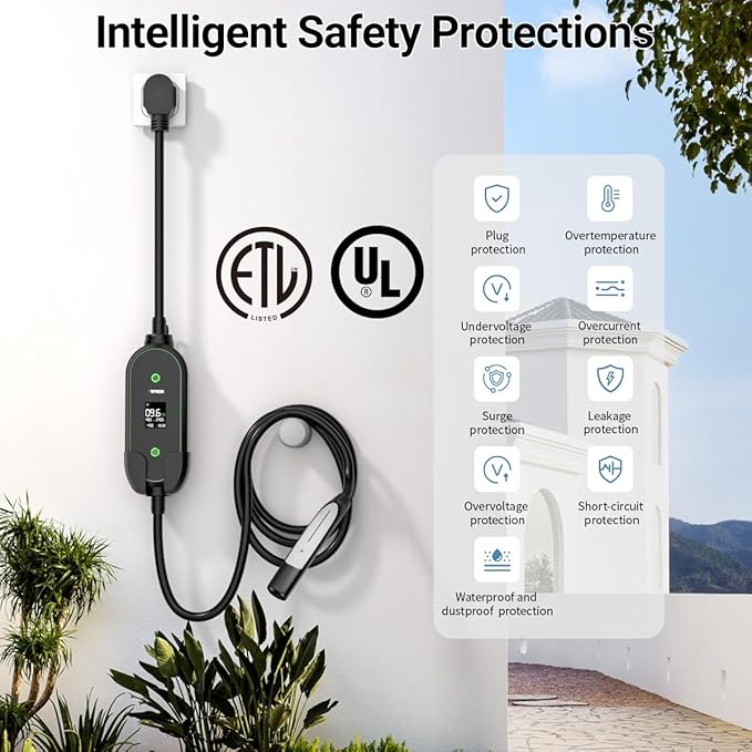 Level 2 EV Charger for Tesla,ETL Listed 40Amp 240V Portable EV Mobile Charger for Tesla, 25FT Cord,NACS Connector, NEMA 14-50 Plug, Compatible with Tesla Models 3/Y/S/X for Home, Garage, Road Trip