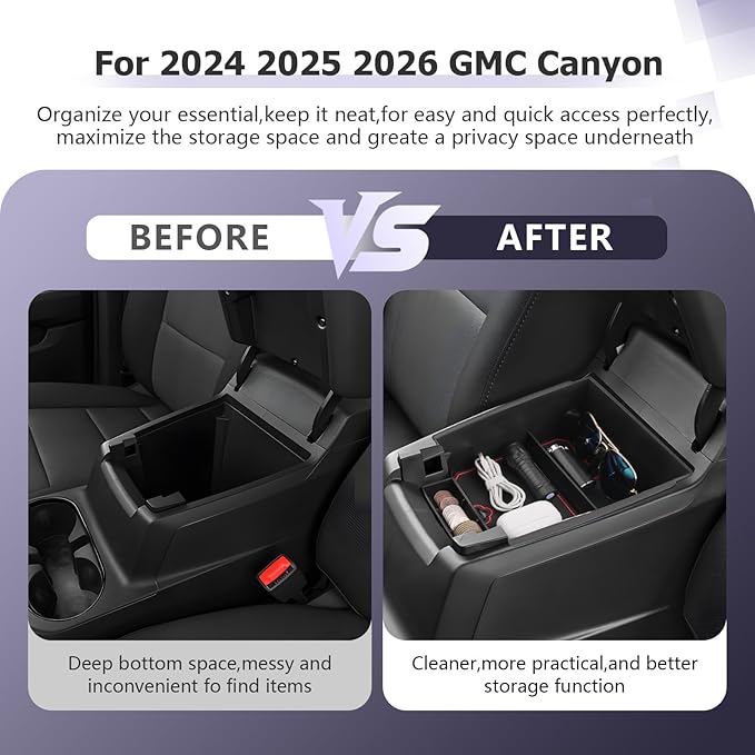LUWU Center Console Organizer for 2023 2024 2025 2026 Colorado & GMC Canyon Accessories Armrest Console Storage Box Glove Organizer Tray ABS Material for Canyon Interior Accessories (Red)